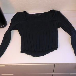 Urban Outfitters Square-Neck Ribbed Long Sleeve